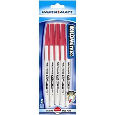 Papermate Kilometrico Ballpoint Pens 1.0Mm Red Pack 5 S30001171 - SuperOffice