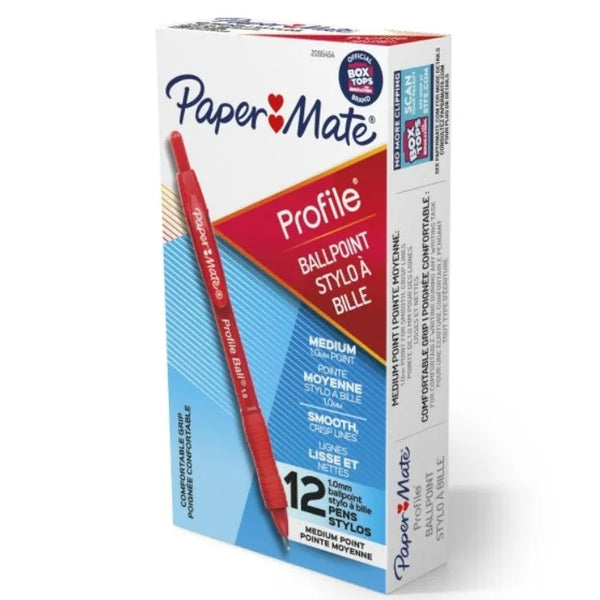 Papermate Profile BallPoint 1.0mm Medium Pen Red Box 12 2095454 - SuperOffice