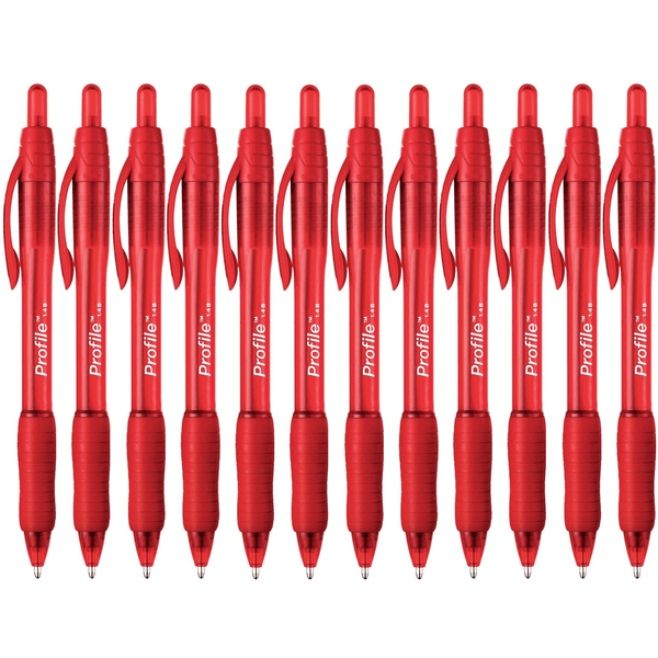 Papermate Profile Ballpoint Pen Retractable Broad 1.4mm Red Box 12 87207 (Box 12) - SuperOffice