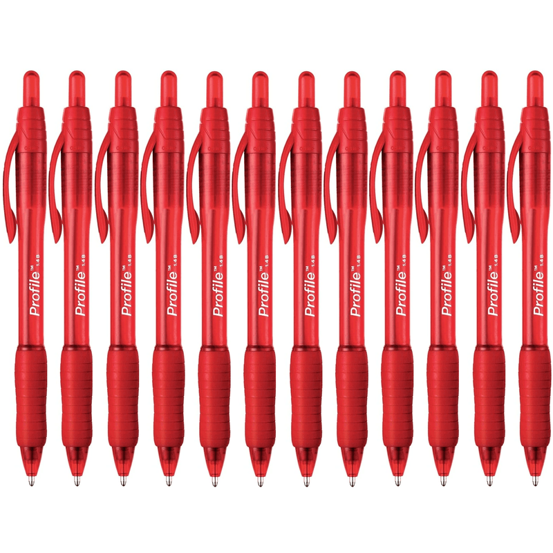 Papermate Profile Ballpoint Pen Retractable Broad 1.4mm Red Box 12 87207 (Box 12) - SuperOffice