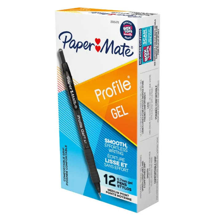 Papermate Profile Gel Pens Ultra Smooth 0.7mm Black Box 12 2095476 - SuperOffice