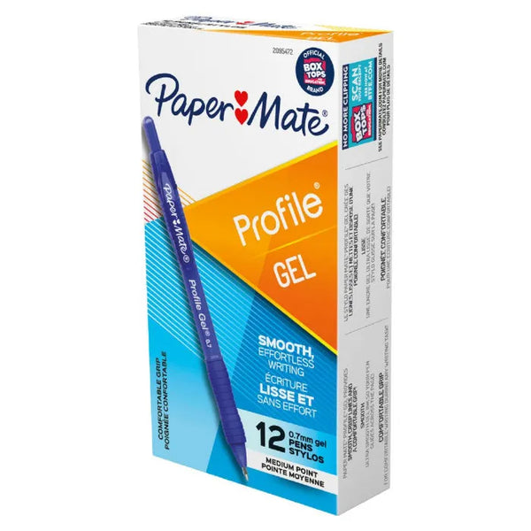Papermate Profile Gel Pens Ultra Smooth 0.7mm Blue Box 12 2095472 - SuperOffice