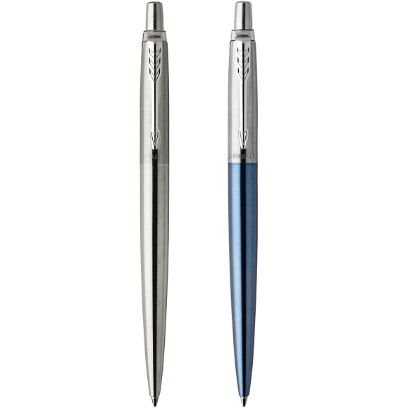 Parker 2x Jotter Ballpoint Pen Duo Steel + Chrome Blue Set 2x Parker Jotter Steel + Blue - SuperOffice