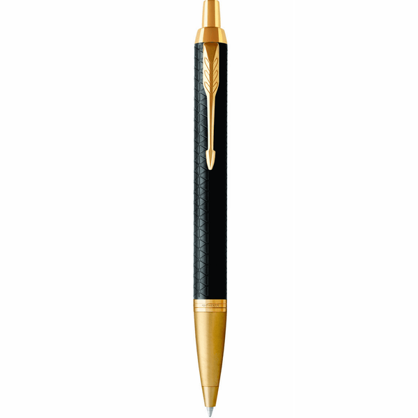 Parker IM Ballpoint Pen Premium Black Gold Trim Medium Nib Gift Set Diamond Pattern 1931667 - SuperOffice
