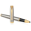 Parker IM Brushed Metal Gold Trim Rollerball Pen Gift Box 1931663 - SuperOffice