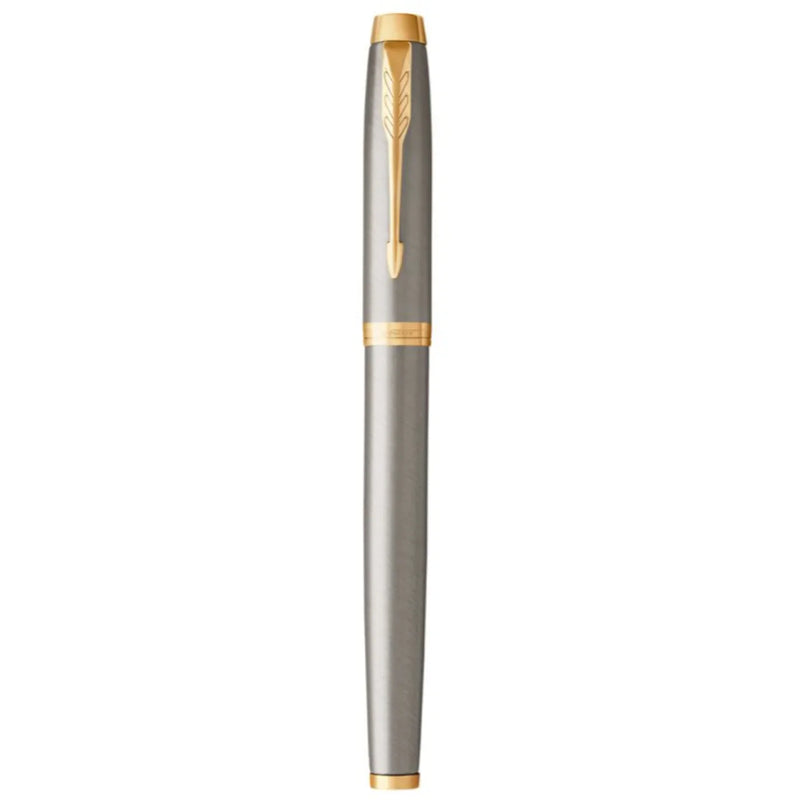 Parker IM Brushed Metal Gold Trim Rollerball Pen Gift Box 1931663 - SuperOffice