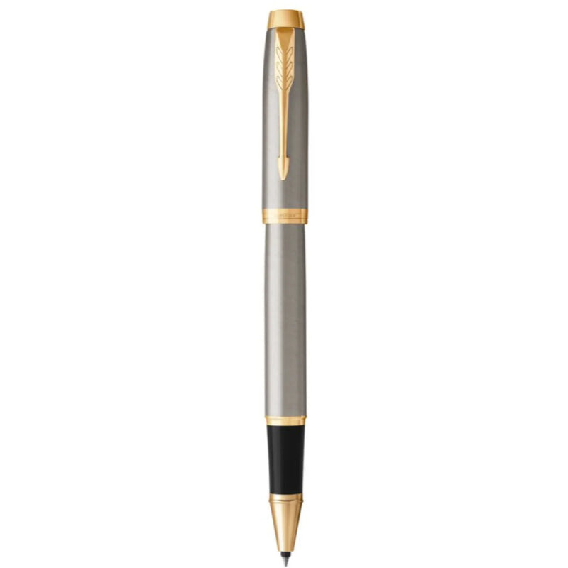 Parker IM Brushed Metal Gold Trim Rollerball Pen Gift Box 1931663 - SuperOffice