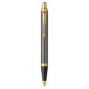 Parker IM Grey Lacquer Ballpoint Pen Medium Tip Gold Finish Trim Gift Box 2214613 - SuperOffice