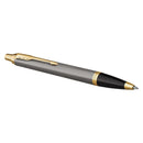 Parker IM Grey Lacquer Ballpoint Pen Medium Tip Gold Finish Trim Gift Box 2214613 - SuperOffice