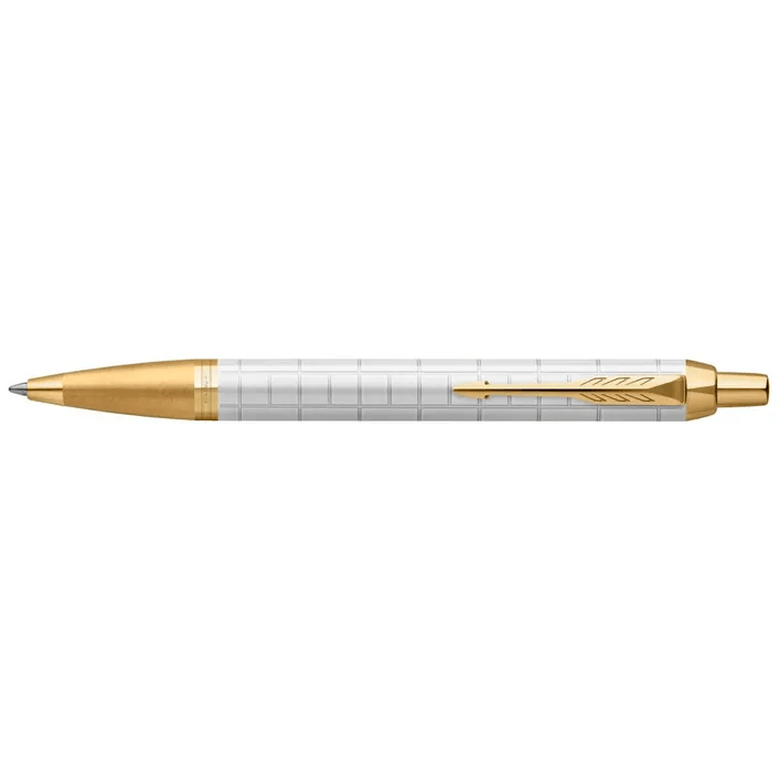 Parker IM Premium Ballpoint White Pearl Gold Trim Medium Nib Gift Box 2143643 - SuperOffice