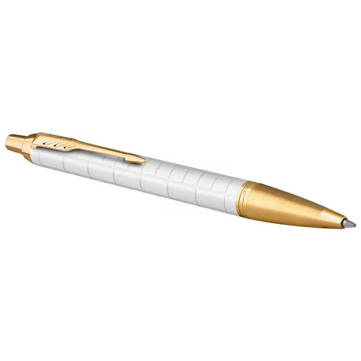 Parker IM Premium Ballpoint White Pearl Gold Trim Medium Nib Gift Box 2143643 - SuperOffice