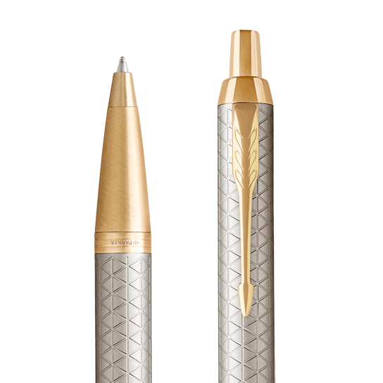 Parker IM Premium Warm Silver Gold Trim Ball Point Pen 1931687 - SuperOffice