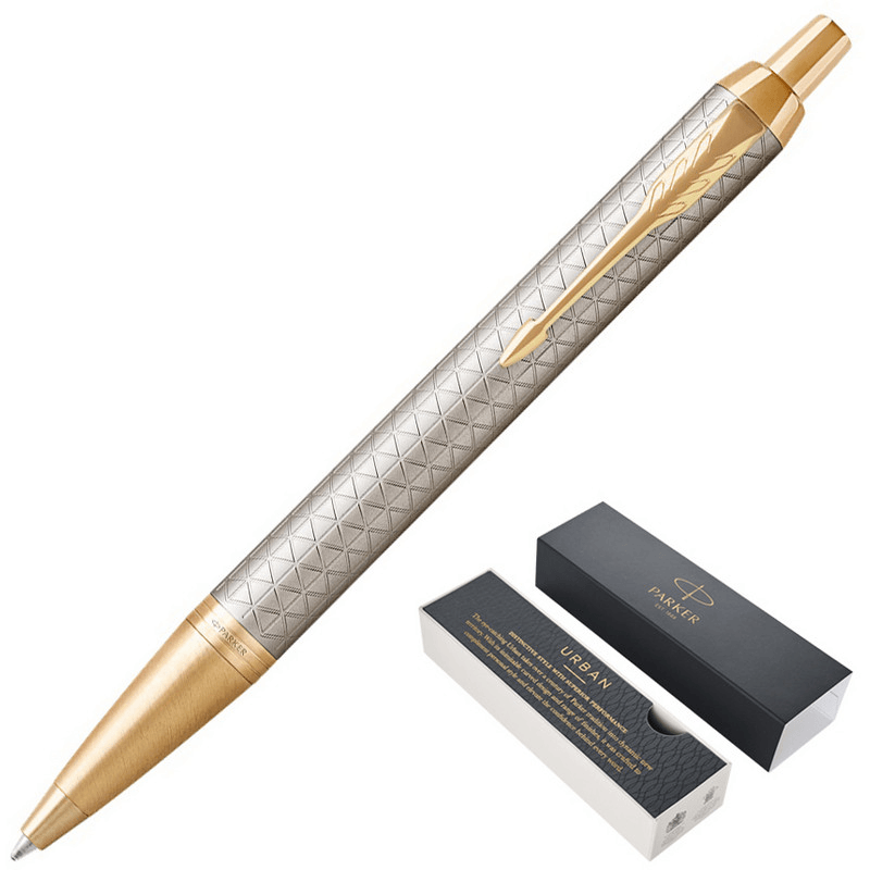 Parker IM Premium Warm Silver Gold Trim Ball Point Pen 1931687 - SuperOffice