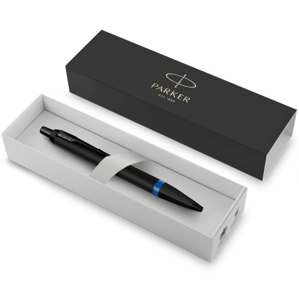 Parker IM Professional Ballpoint Pen Satin Black Vibrant Blue Ring Gift Box 2172941 - SuperOffice