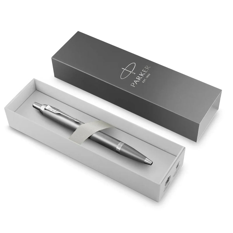 Parker IM Writing Rituals Ballpoint Pen Medium Tip Gradient Chrome Trim Grey Gift Box 2203898 - SuperOffice