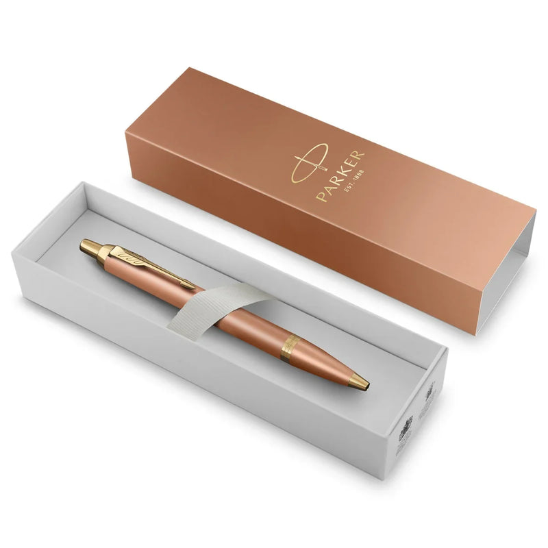 Parker IM Writing Rituals Ballpoint Pen Medium Tip Orange Finish Gradient Gold Trim Gift Box 2203902 - SuperOffice