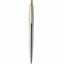 Parker Jotter Ballpoint Pen Stainless Steel Gold Trim Medium Nib Blue 1953206 - SuperOffice