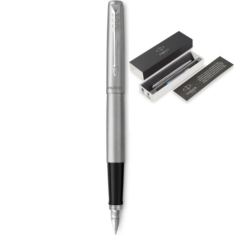 Parker Jotter Fountain Pen Stainless Steel Chrome Trim Gift Box Set 2030946 - SuperOffice