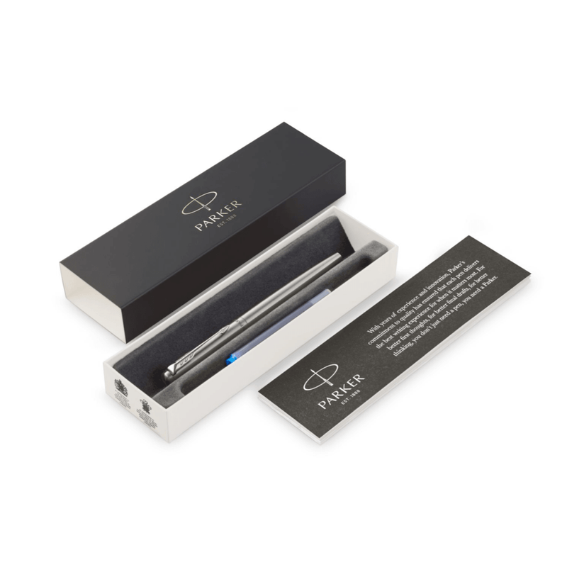 Parker Jotter Fountain Pen Stainless Steel Chrome Trim Gift Box Set 2030946 - SuperOffice