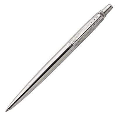 Parker Jotter Premium Ballpoint Pen Medium Blue Ink Stainless Steel With Diagonal Pattern 1953197 - SuperOffice