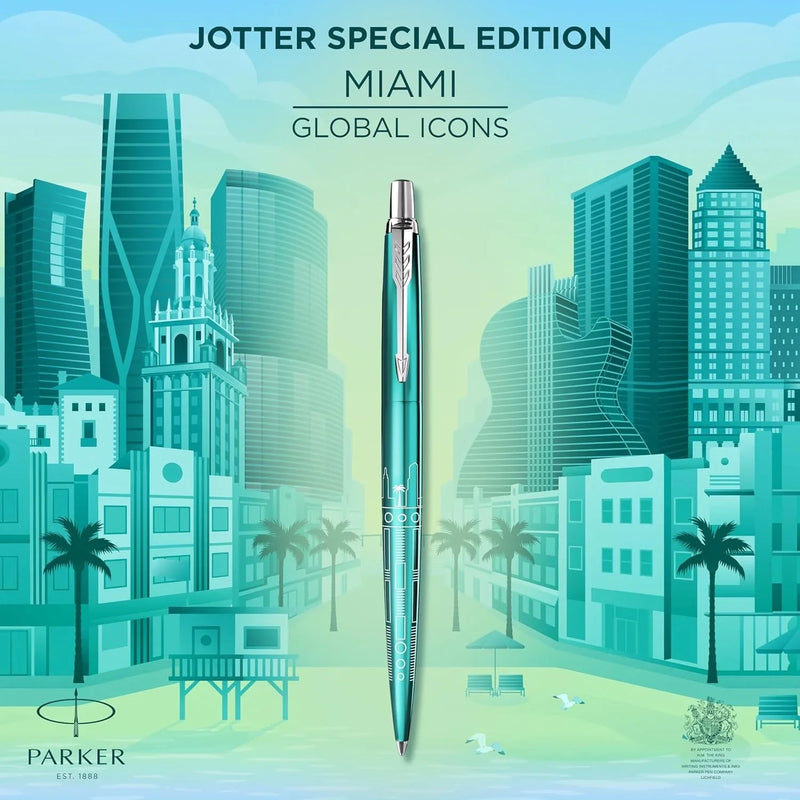 Parker Jotter Special Edition Global Icons Ballpoint Pen Miami Turquoise Gift Box 2221602 - SuperOffice