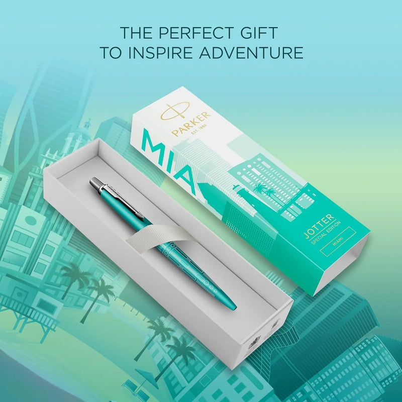 Parker Jotter Special Edition Global Icons Ballpoint Pen Miami Turquoise Gift Box 2221602 - SuperOffice