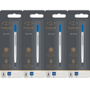 Parker Quink Flow Pen Refill Rollerball Medium Nib Blue 4 Pack 1950324 (4 Pack RB Medium Blue) - SuperOffice