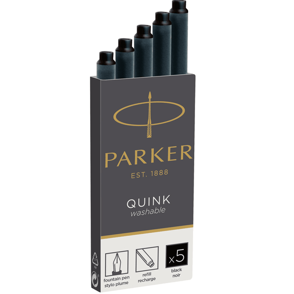 Parker Quink Fountain Pen Cartridge Refills Pack 5 Black 1950402 - SuperOffice
