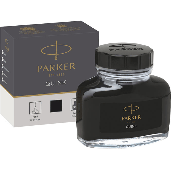 Parker Quink Ink Bottle Refill Black Fountain Pens 1950375 - SuperOffice
