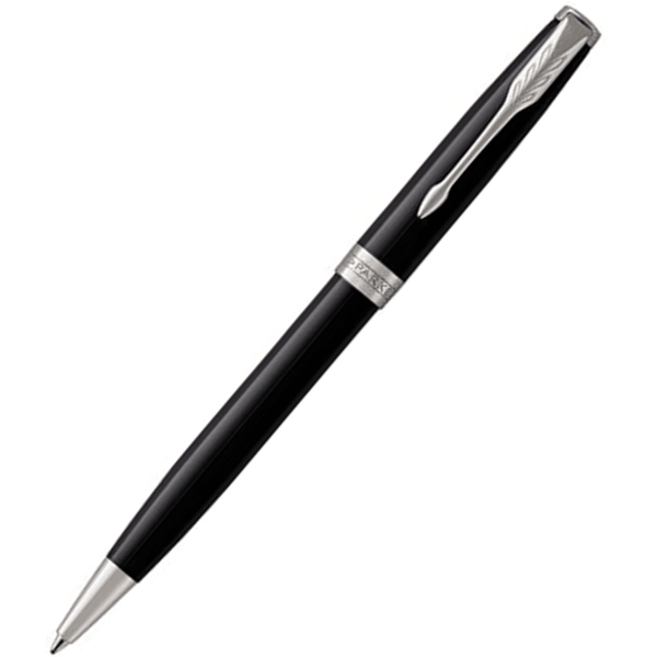 Parker Sonnet Black Lacquer Chrome Trim Ballpoint Pen Medium Nib Blue 1931502 - SuperOffice