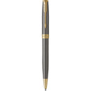 Parker Sonnet Grey Lacquer Gold Trim Ballpoint Pen Medium Nib Gift Box Set 2213679 - SuperOffice