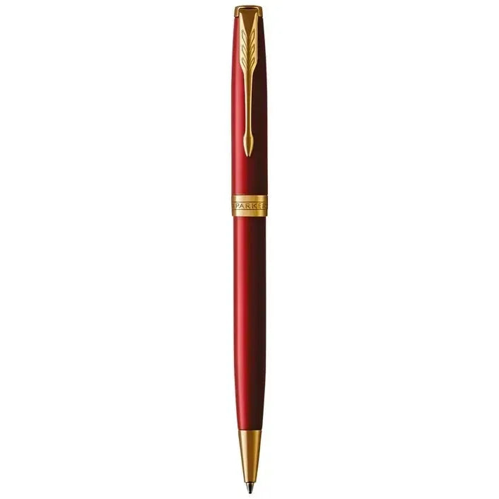 Parker Sonnet Red Lacquer Gold Trim Ballpoint Pen Medium Nib Gift Box Set 1931476 - SuperOffice