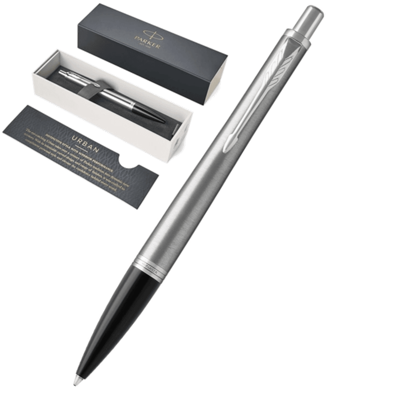 Parker Urban Silver Metallic Cab Premium Pen with Chrome Trim Ballpoint Gift Set 1931580 - SuperOffice