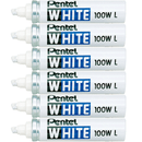 Pentel 100W L Large Permanent Marker Large Chisel White Pack 6 X100W-L (6 Pack) - SuperOffice