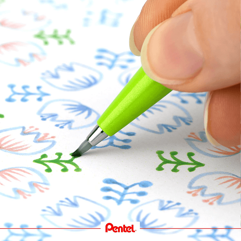 Pentel Arts Marker Brush Sign Pen Pastel Colours Pack 12 Wallet Set SES15C12AST2 (Pastel) - SuperOffice