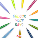 Pentel Arts Marker Brush Sign Pen Pastel Colours Pack 12 Wallet Set SES15C12AST2 (Pastel) - SuperOffice