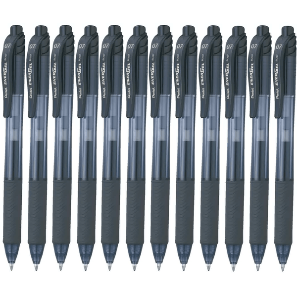 Pentel BL107 Energel-X Retractable Gel Ink Pen 0.7mm Black Box 12 BL107A (Box 12) - SuperOffice