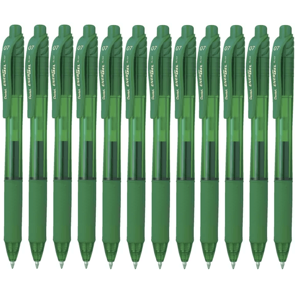 Pentel BL107 Energel-X Retractable Gel Ink Pen 0.7mm Green Box 12 BL107D (Box 12) - SuperOffice