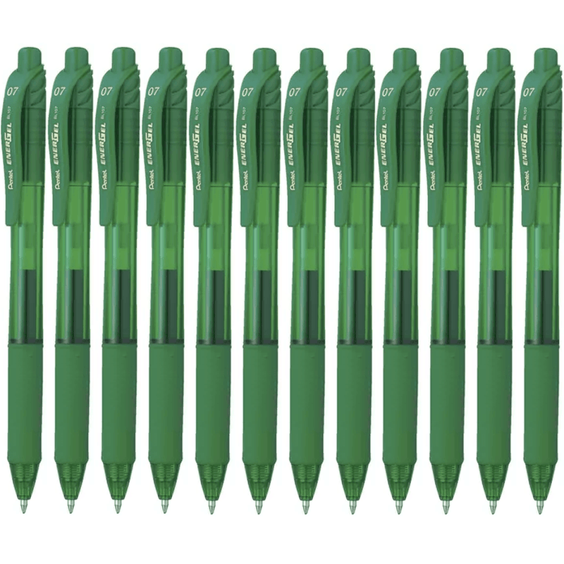 Pentel BL107 Energel-X Retractable Gel Ink Pen 0.7mm Green Box 12 BL107D (Box 12) - SuperOffice