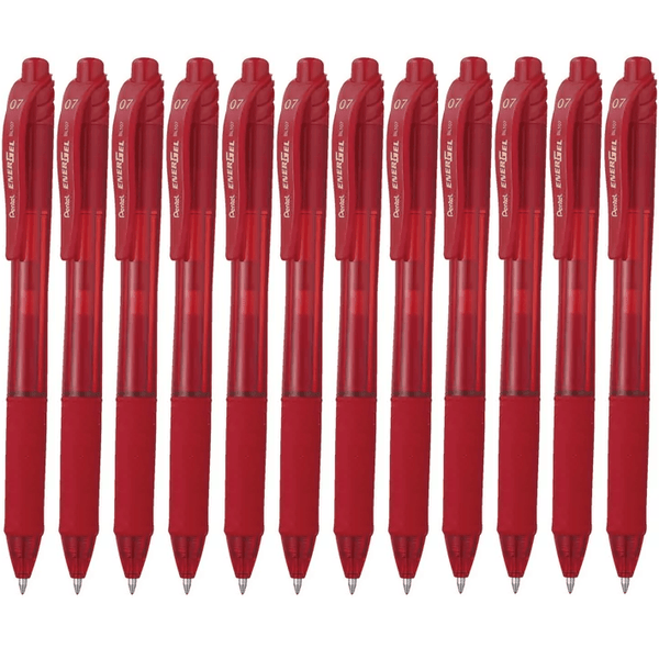 Pentel BL107 Energel-X Retractable Gel Ink Pen 0.7mm Red Box 12 BL107-B (Box 12) - SuperOffice