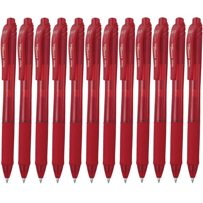Pentel BL107 Energel-X Retractable Gel Ink Pen 0.7mm Red Box 12 BL107-B (Box 12) - SuperOffice