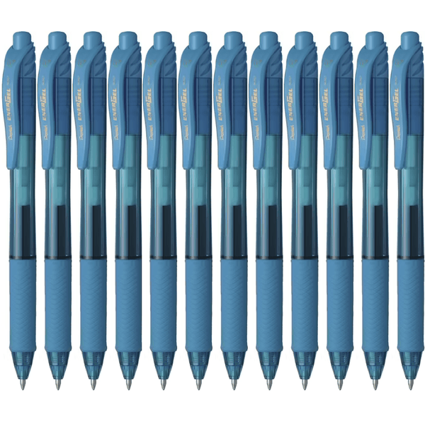 Pentel BL107 Energel-X Retractable Gel Ink Pen 0.7mm Sky Light Blue Box 12 BL107S (Box 12) - SuperOffice