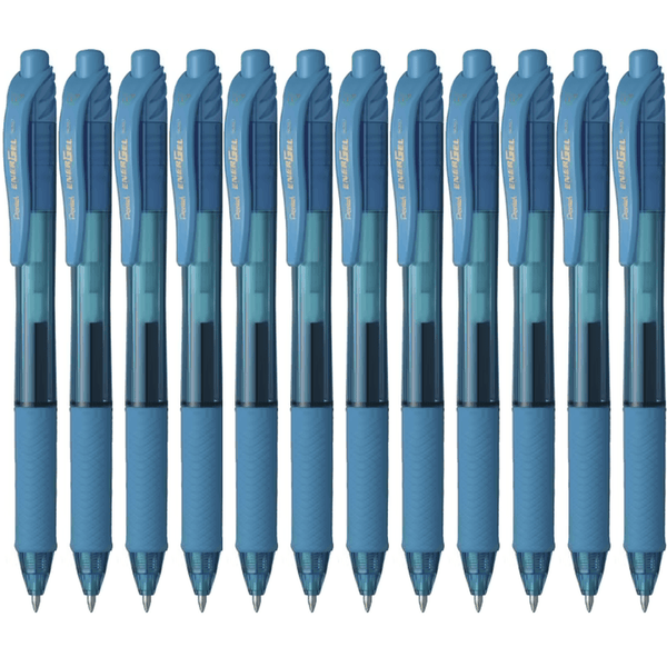 Pentel BL107 Energel-X Retractable Gel Ink Pen 0.7mm Sky Light Blue Box 12 BL107S (Box 12) - SuperOffice