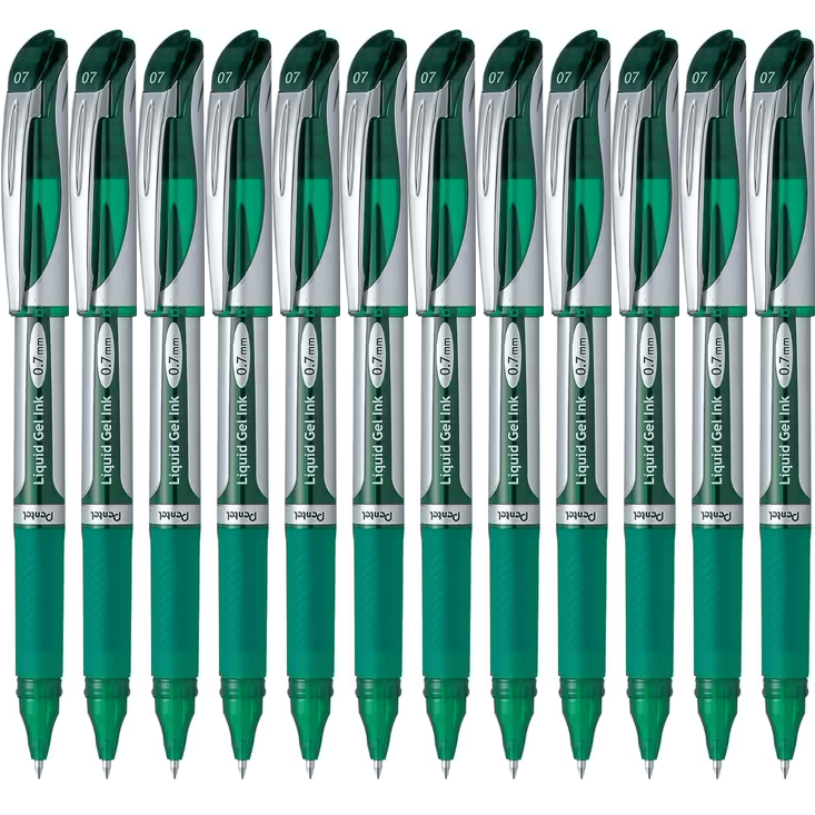 Pentel BL57 Energel Liquid Gel Ink 0.7mm Medium Pen Green Box 12 BL57-D GREEN (Box 12) - SuperOffice