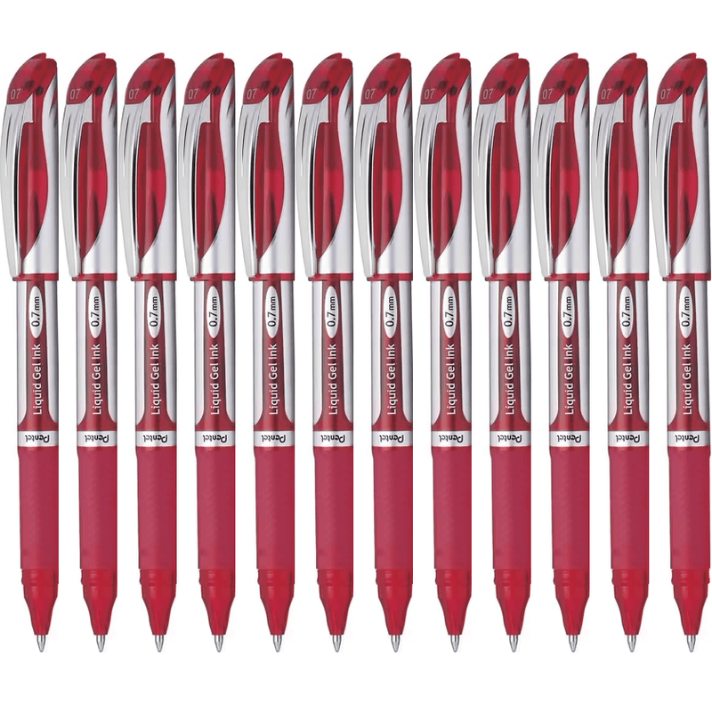 Pentel BL57 Energel Liquid Gel Ink 0.7mm Medium Pen Red Box 12 BL57-B RED (Box 12) - SuperOffice