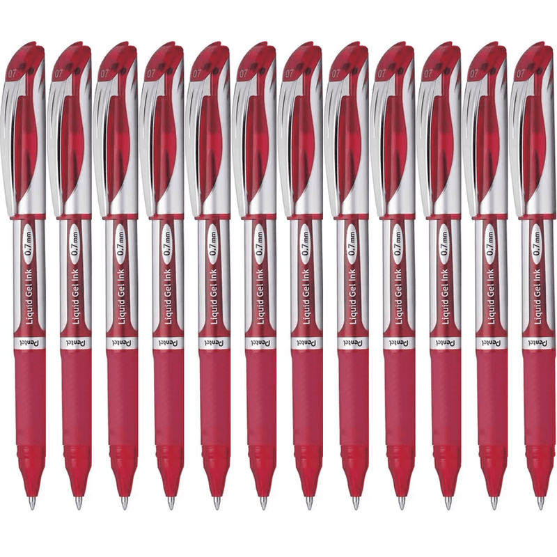 Pentel BL57 Energel Liquid Gel Ink 0.7mm Medium Pen Red Box 12 BL57-B RED (Box 12) - SuperOffice