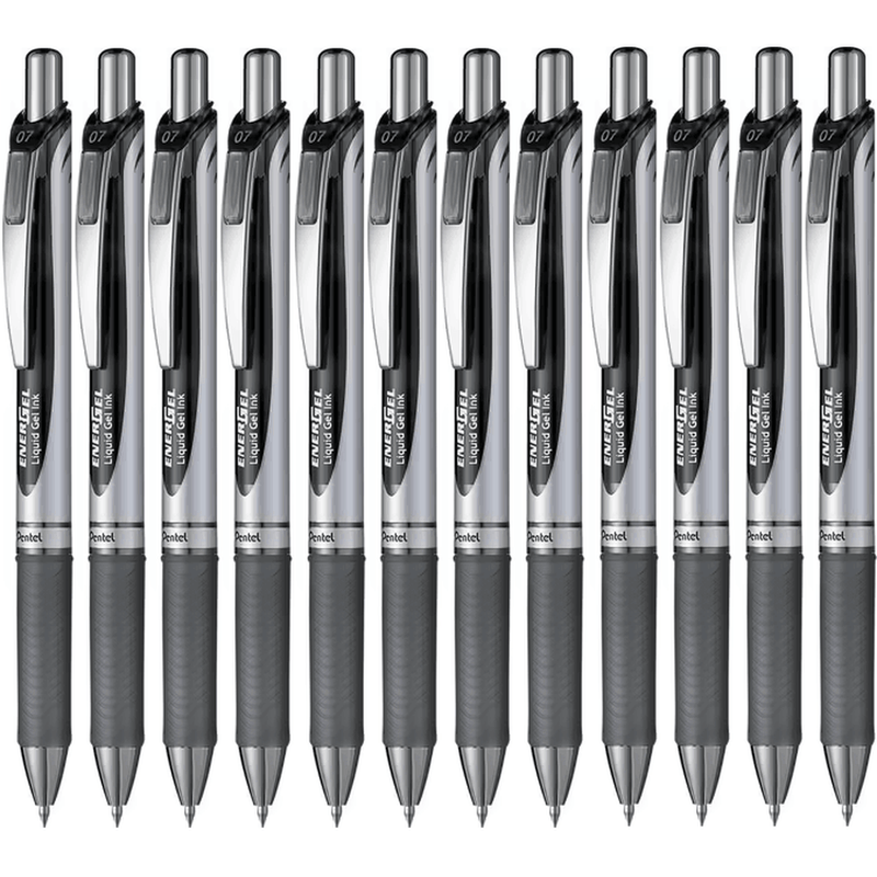Pentel BL77 Energel Gel Ink Pen Retractable Medium 0.7mm Black Box 12 BL77-A (Box 12) - SuperOffice