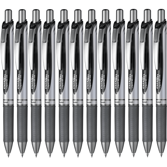 Pentel BL77 Energel Gel Ink Pen Retractable Medium 0.7mm Black Box 12 BL77-A (Box 12) - SuperOffice
