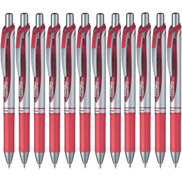 Pentel BL77 Energel Gel Ink Pen Retractable Medium 0.7mm Red Box 12 BL77-B (Box 12) - SuperOffice
