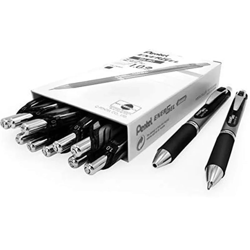 Pentel BL80 Energel Retractable Gel Ink Pens 1.0mm Black Box 12 BL80-A (Box 12) - SuperOffice